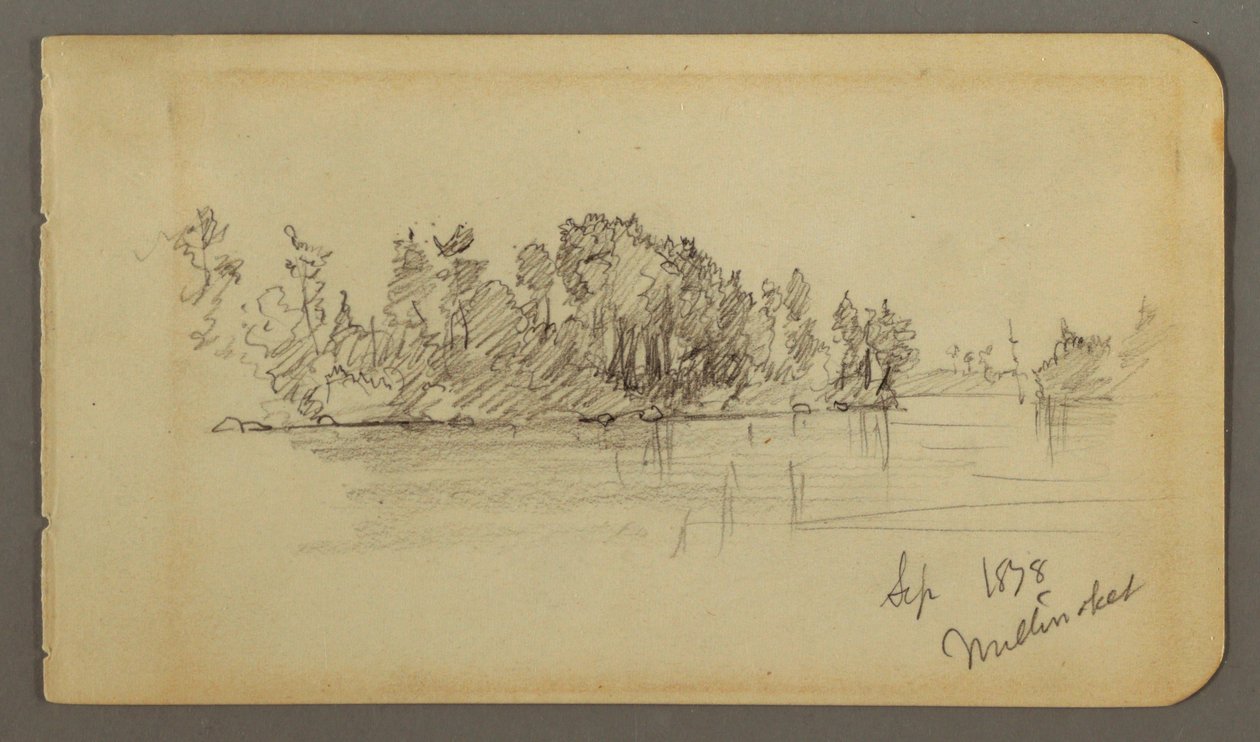 Dibujo, Lago y orilla arbolada, 1878 de Frederic Edwin Church