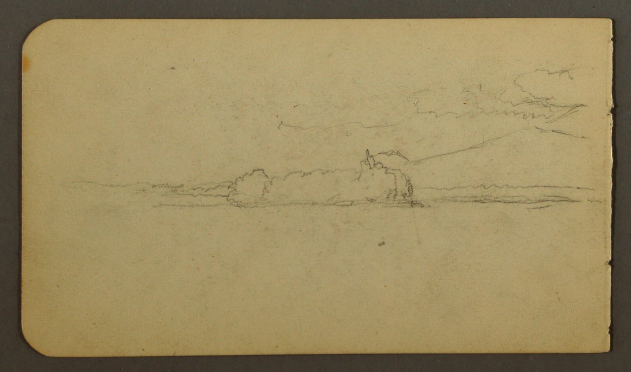 Dibujo, Lago mirando hacia el monte Katahdin, 1878 de Frederic Edwin Church