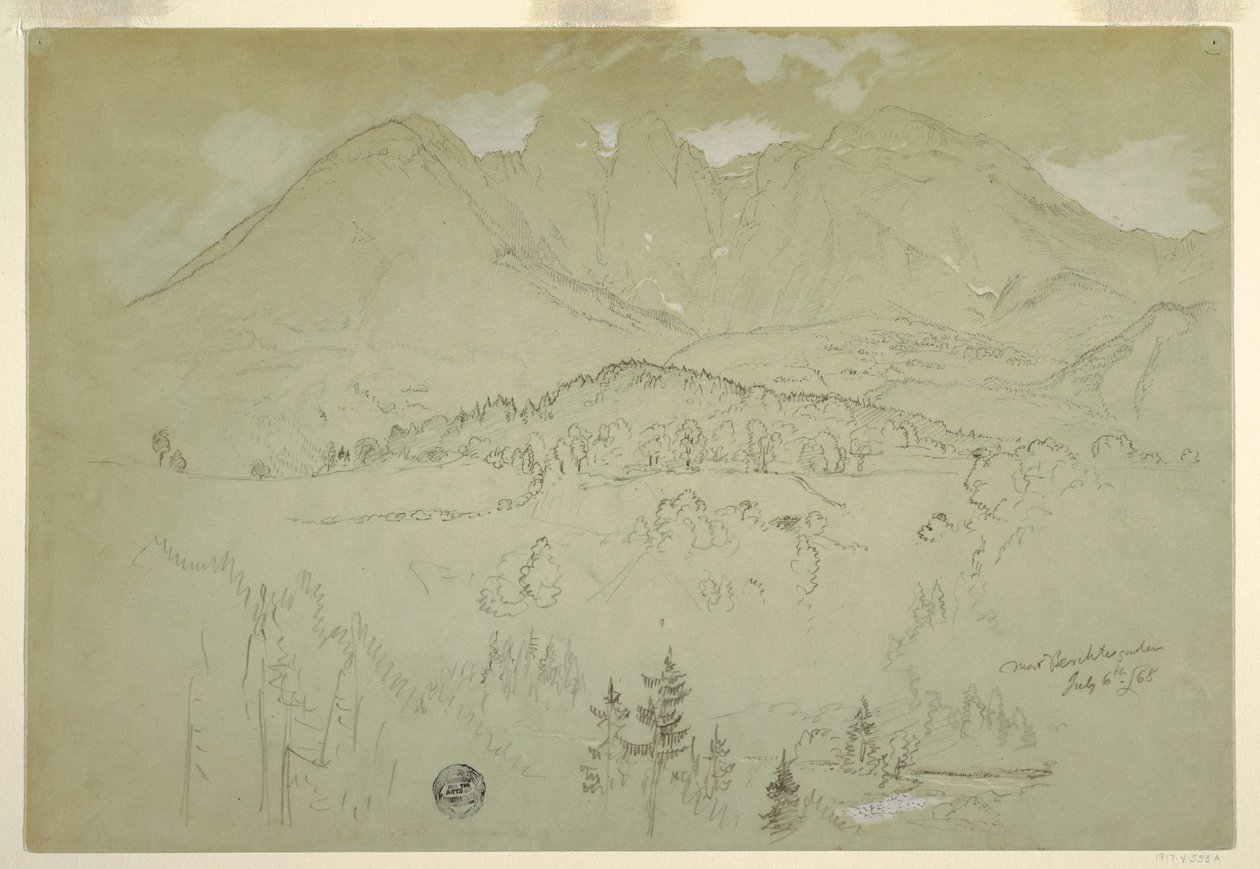 Dibujo, Paisaje, Berchtesgaden, Baviera, 6 de julio de 1868 de Frederic Edwin Church