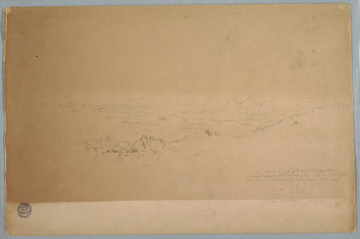 Dibujo, Paisaje cerca de Melgar, Colombia, julio de 1853 de Frederic Edwin Church