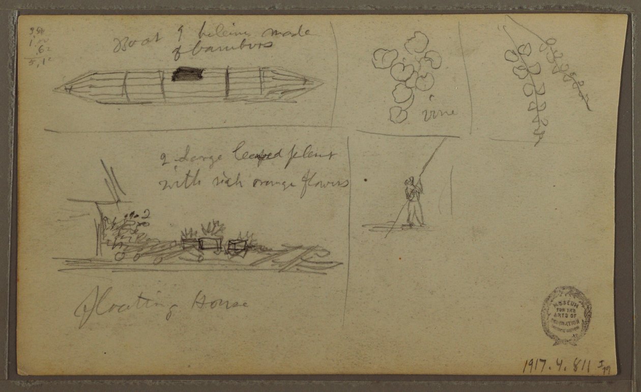 Dibujo, Paisaje; Verso: Barco, Bocetos botánicos, 1857 de Frederic Edwin Church