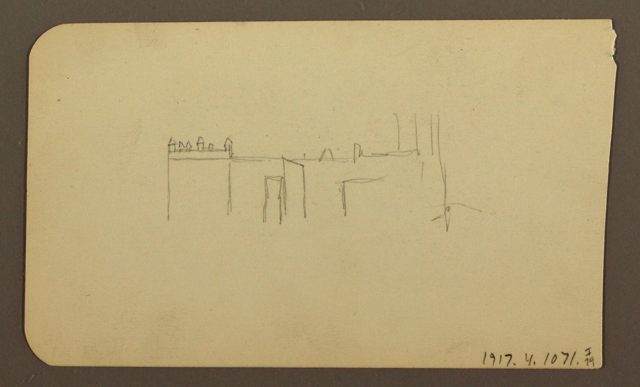 Dibujo, Paisaje; Verso: Iglesia, abril de 1885 de Frederic Edwin Church