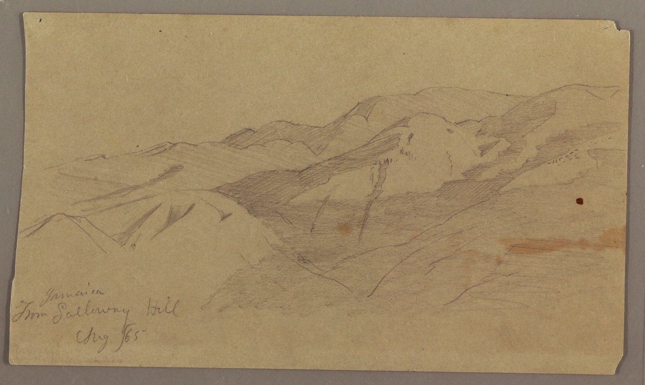 Dibujo, Vista del paisaje desde Farm Galleway Hill, Jamaica, Indias Occidentales, agosto de 1865 de Frederic Edwin Church
