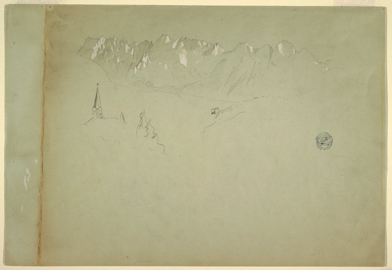 Dibujo, Paisaje de los Alpes austriacos, 1868 de Frederic Edwin Church