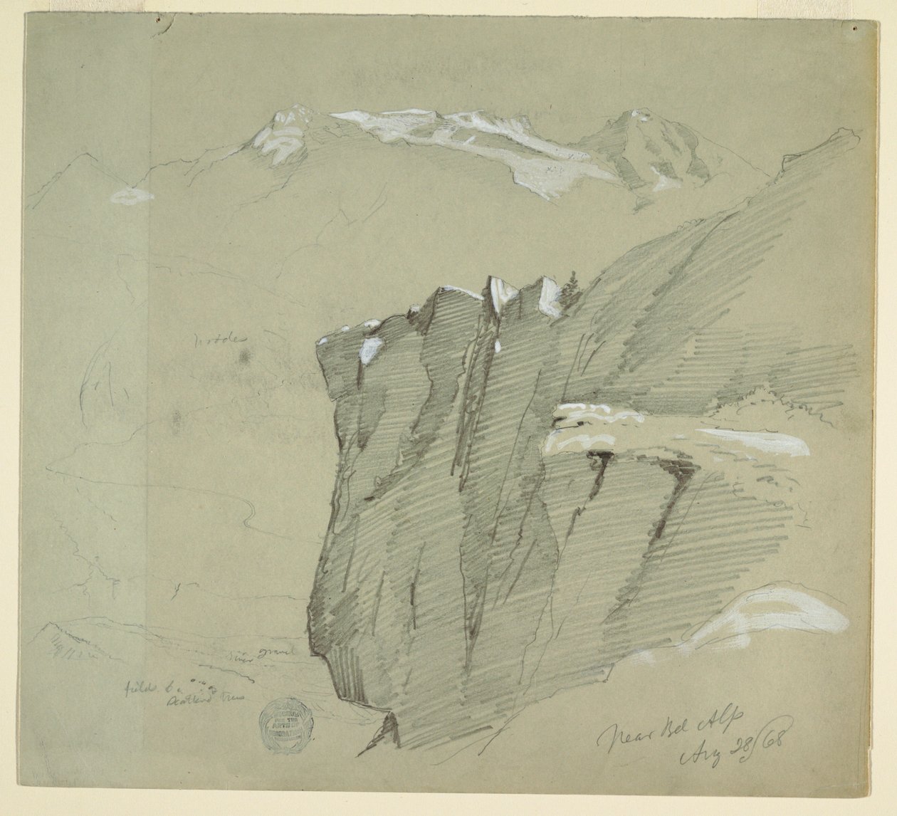 Dibujo, Paisaje en los Alpes berneses, 28 de agosto de 1868 de Frederic Edwin Church