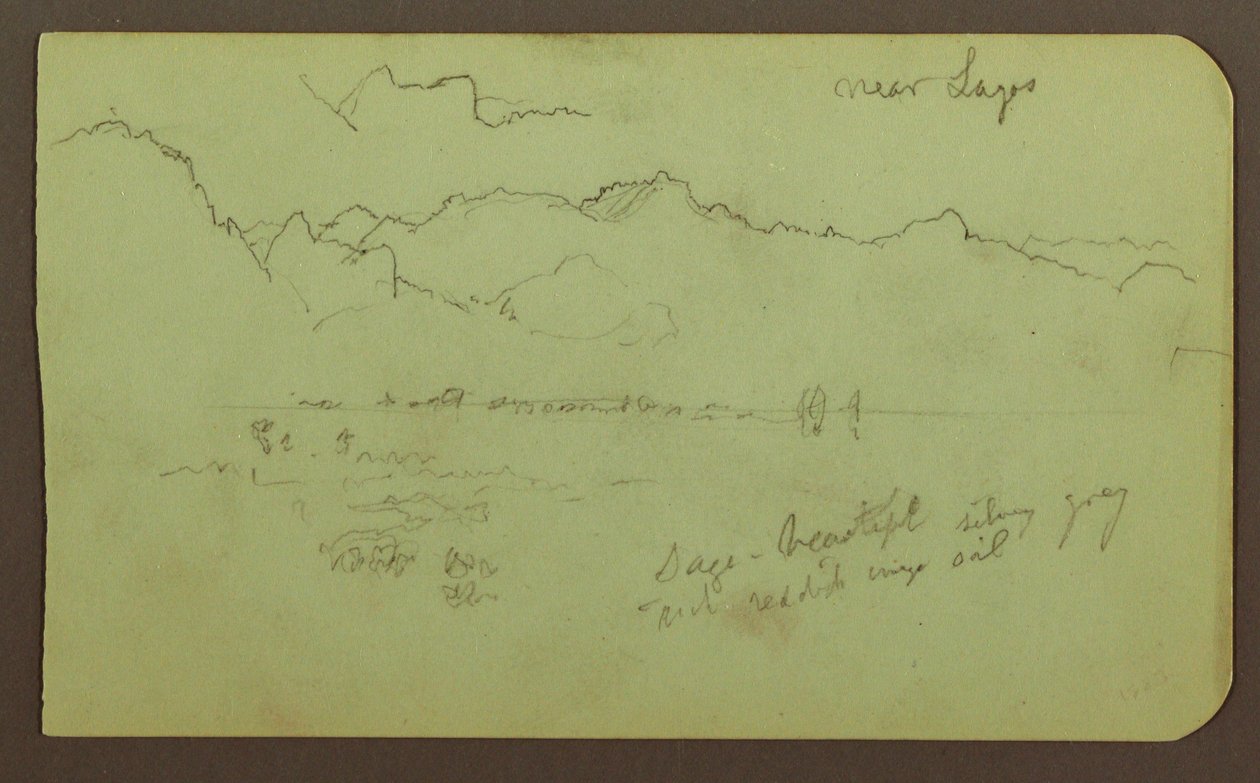 Dibujo, Paisaje "cerca de lagos"; Verso: Paisaje, 1883 de Frederic Edwin Church
