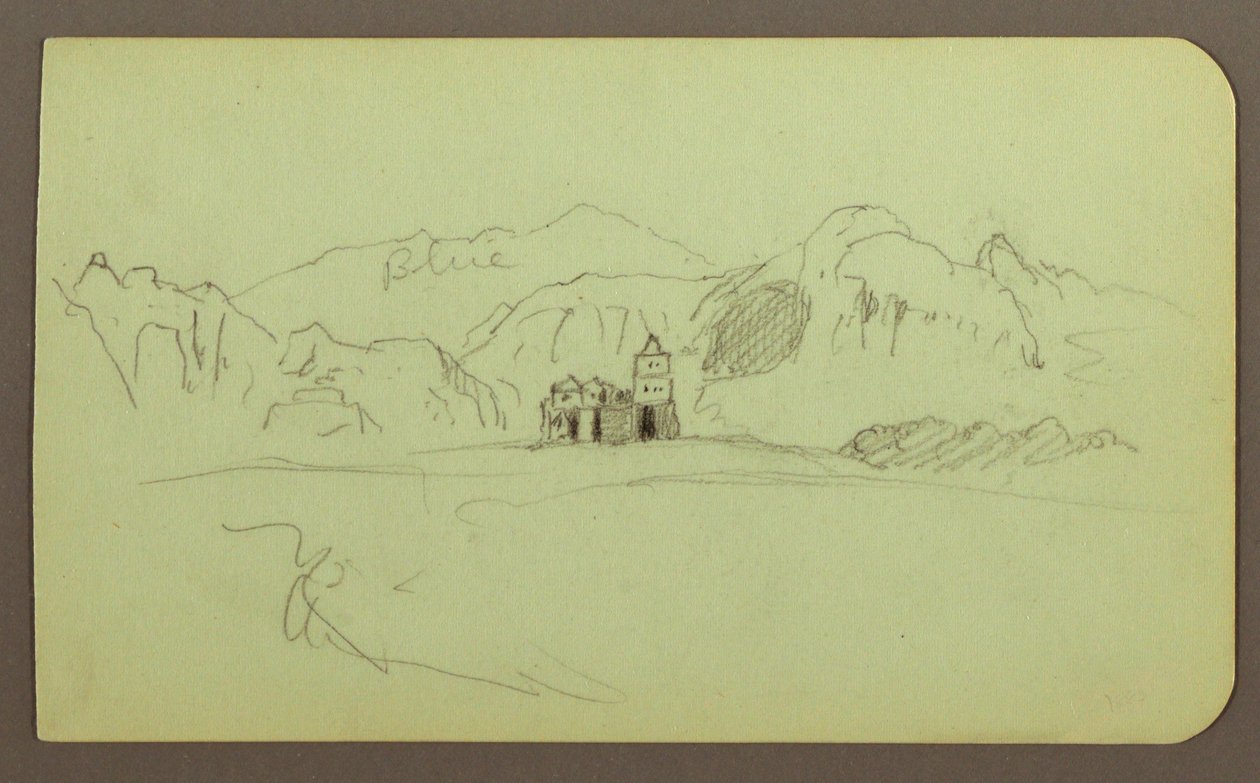 Dibujo, Paisaje con iglesia; reverso: Paisaje, 1883 de Frederic Edwin Church