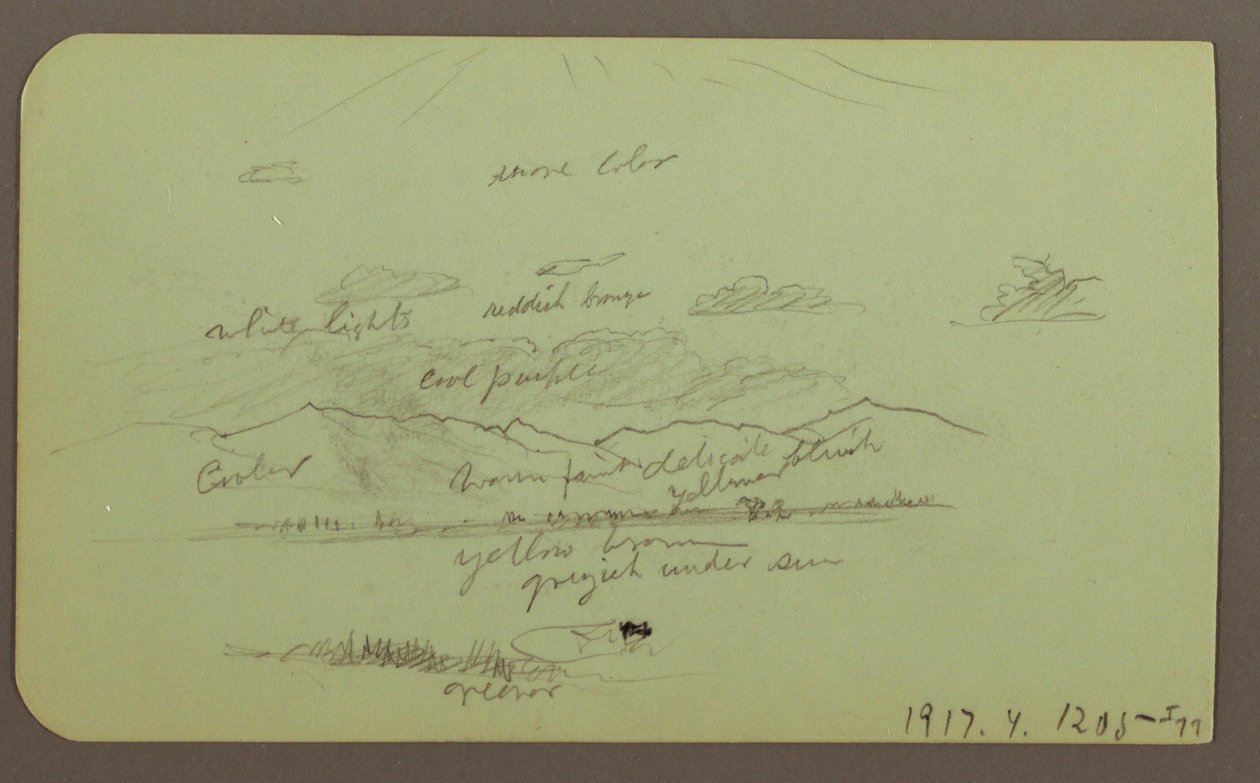 Dibujo, Paisaje con iglesia; reverso: Paisaje, 1883 de Frederic Edwin Church