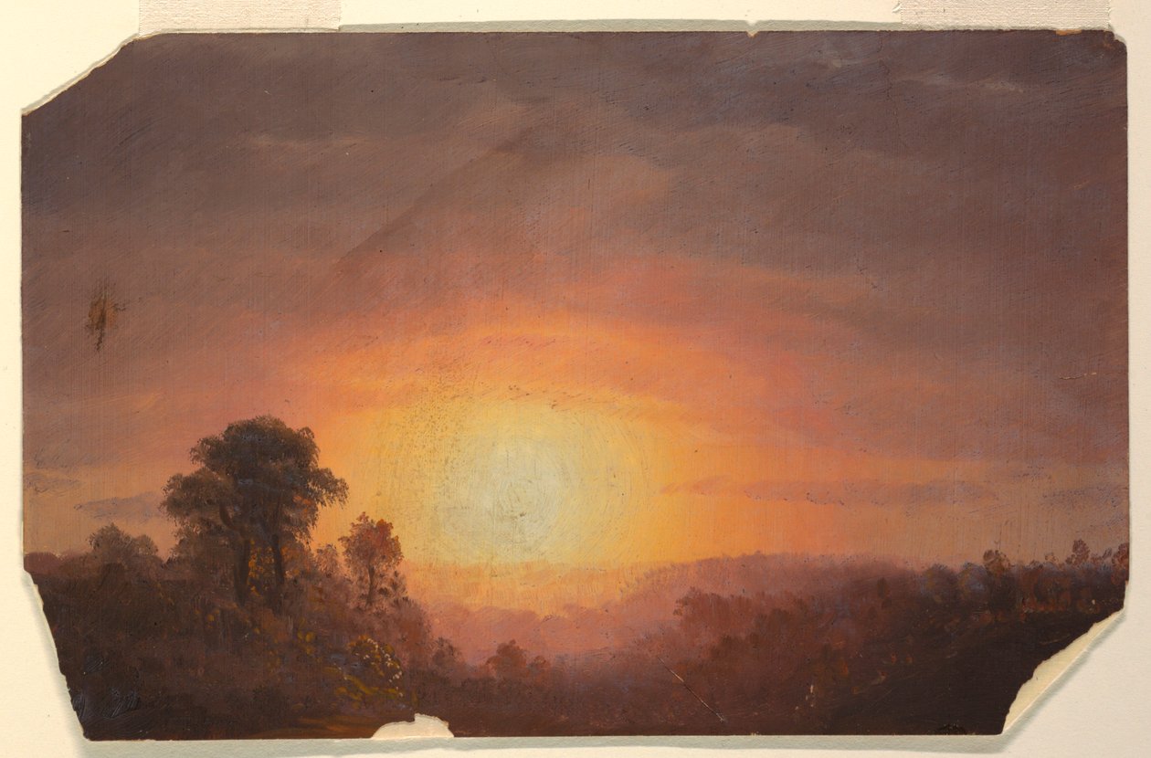 Dibujo, Paisaje con puesta de sol, 1860-70 de Frederic Edwin Church