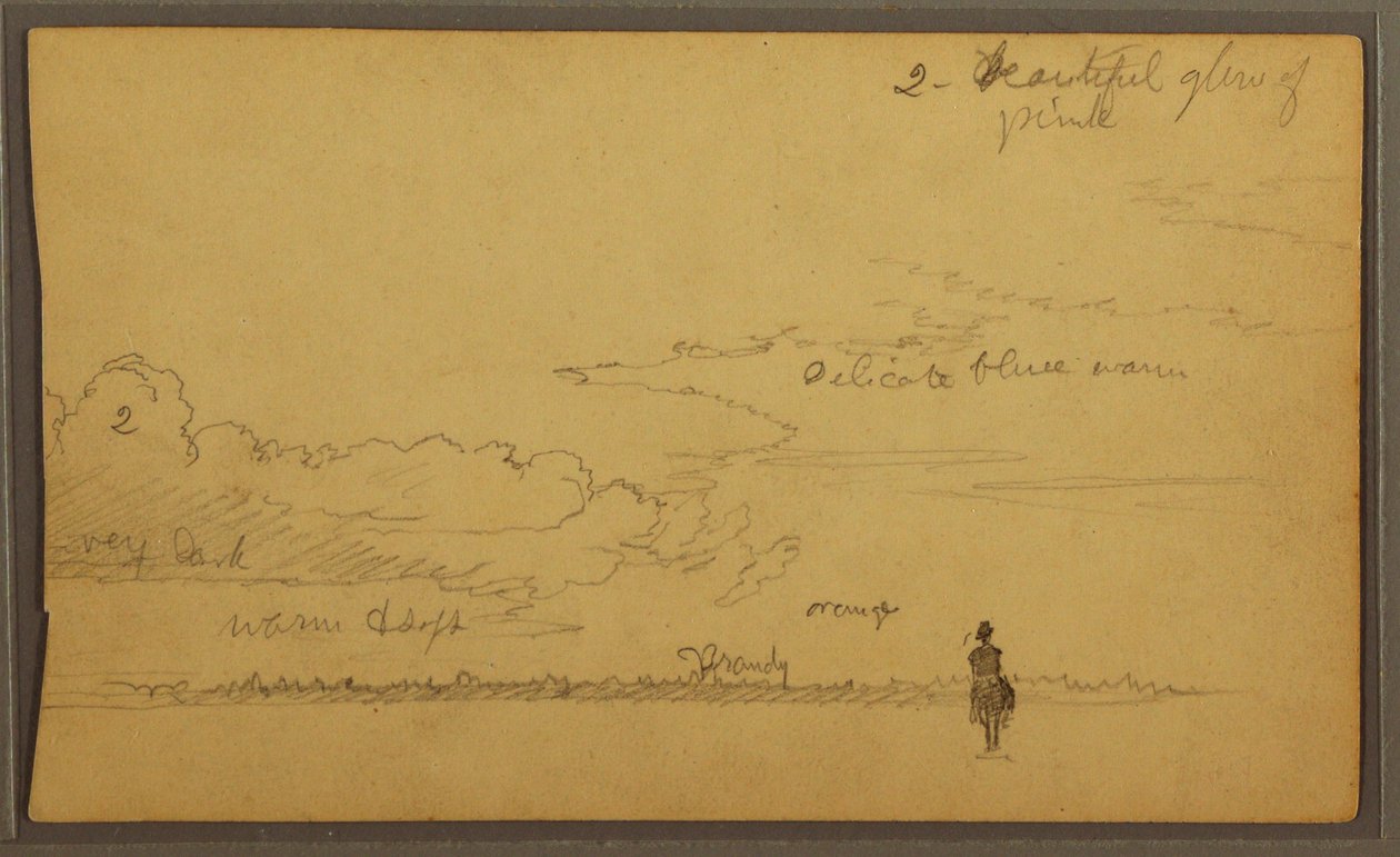 Dibujo, Paisaje con figura, 1857 de Frederic Edwin Church