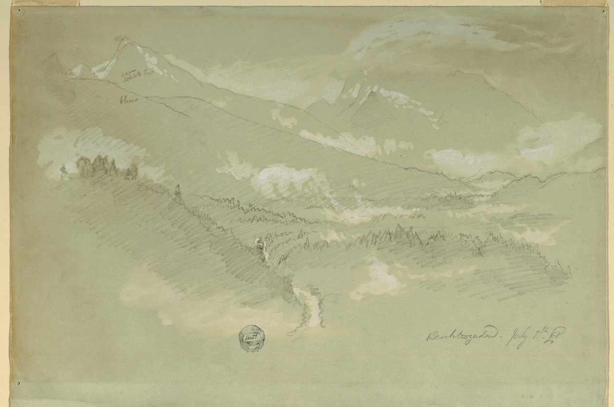 Dibujo, Paisajes, barrio de Berchtesgaden, 1868 de Frederic Edwin Church