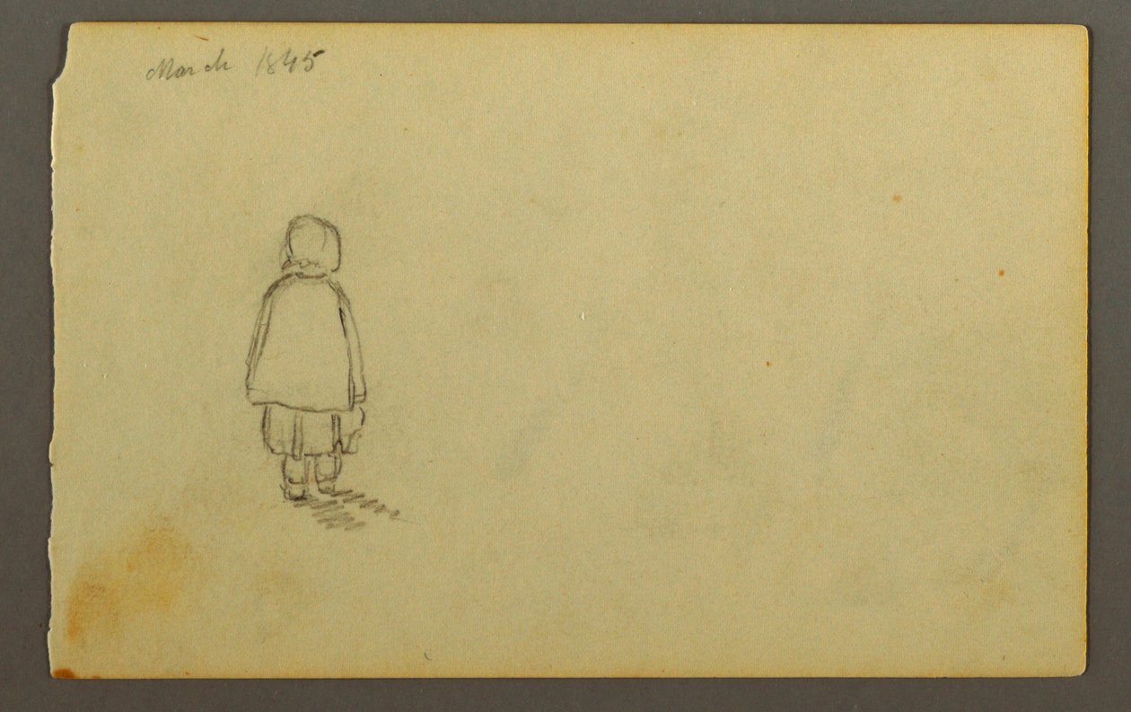Dibujo, Niña con bonete de espaldas, 1845 de Frederic Edwin Church