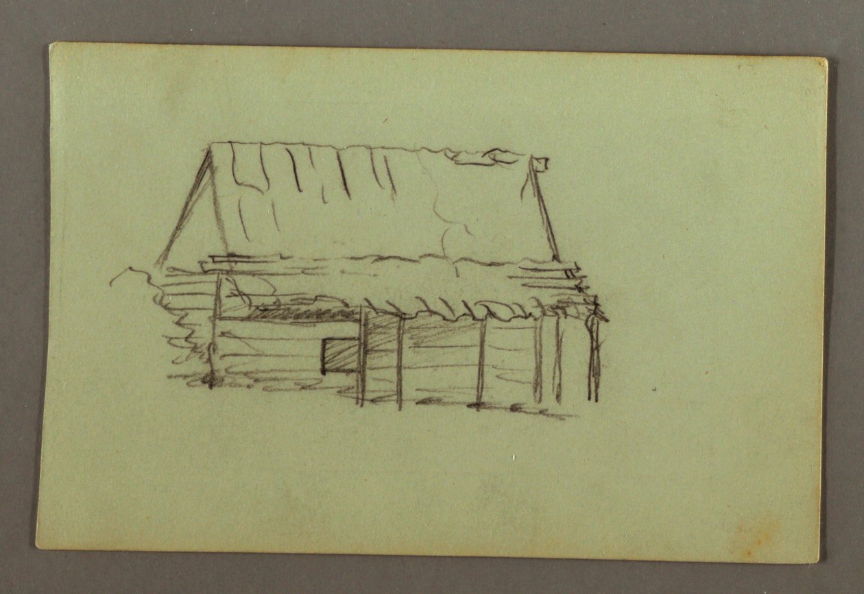 Dibujo, Cabaña de madera, posiblemente 1856 de Frederic Edwin Church
