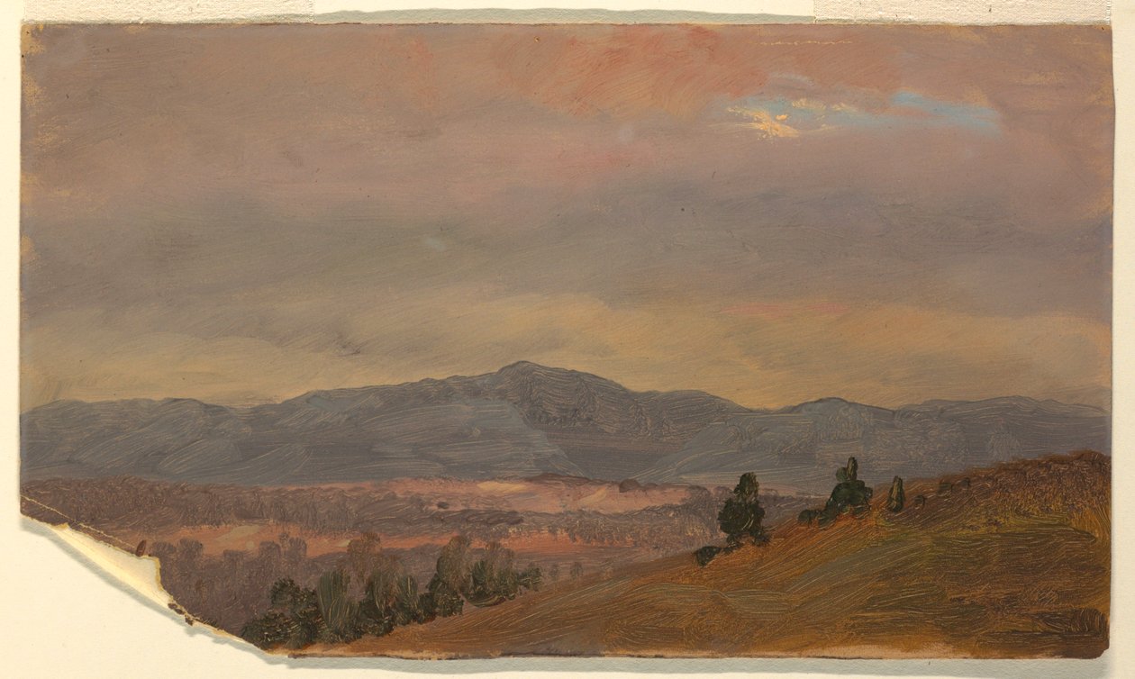 Dibujo, Mirando hacia colinas lejanas, Valle del Hudson, Nueva York, 1870-80 de Frederic Edwin Church