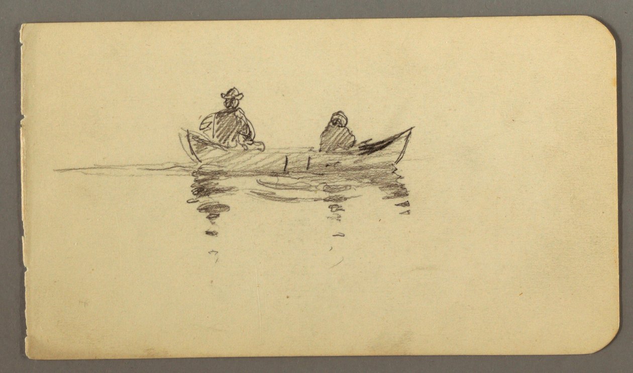 Dibujo, Hombre y mujer en canoa, posiblemente 1878 de Frederic Edwin Church