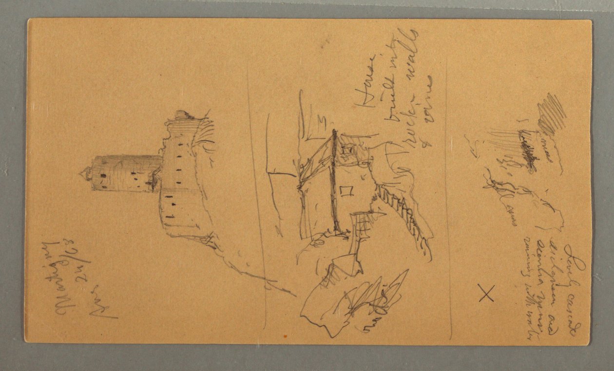 Dibujo, Castillo medieval, Casa Cascada, 24 de agosto de 1868 de Frederic Edwin Church