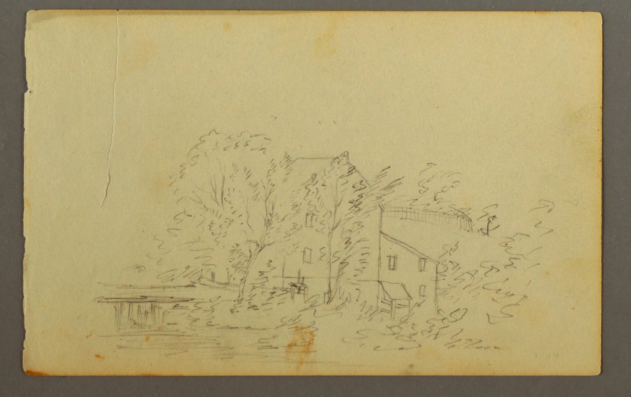 Dibujo, Molino rodeado de árboles, 1845 de Frederic Edwin Church
