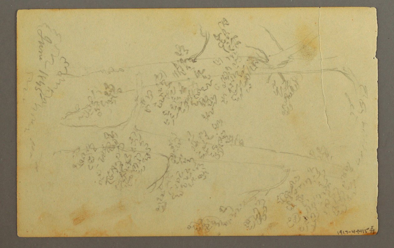 Dibujo, Molino rodeado de árboles, 1845 de Frederic Edwin Church
