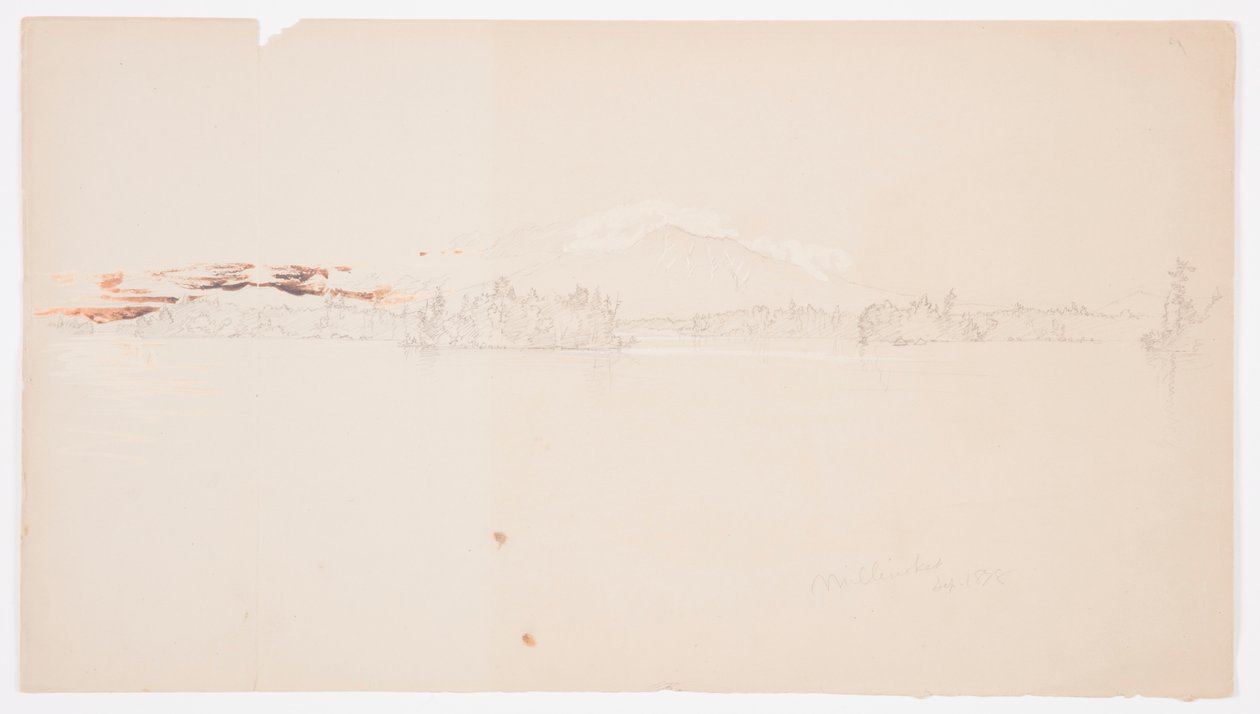 Dibujo, Lago Millinocket, vista del monte Katahdin, septiembre de 1878 de Frederic Edwin Church