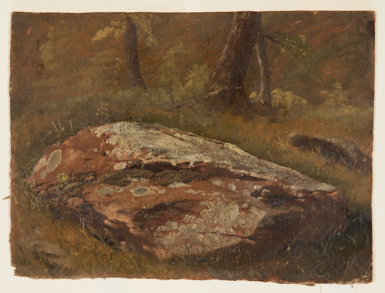 Dibujo, Mossy Rock, agosto de 1845 de Frederic Edwin Church
