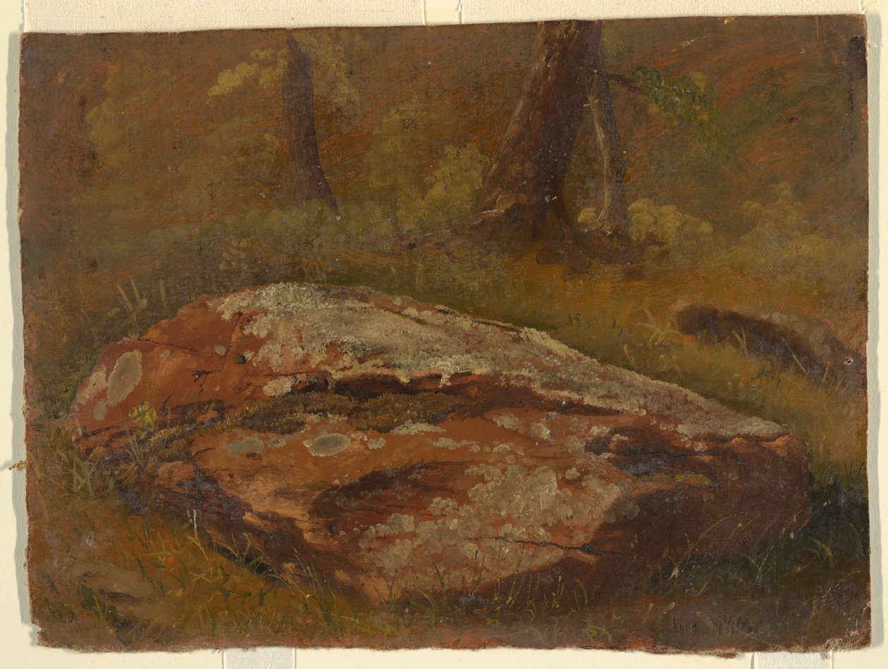 Dibujo, Mossy Rock, agosto de 1845 de Frederic Edwin Church