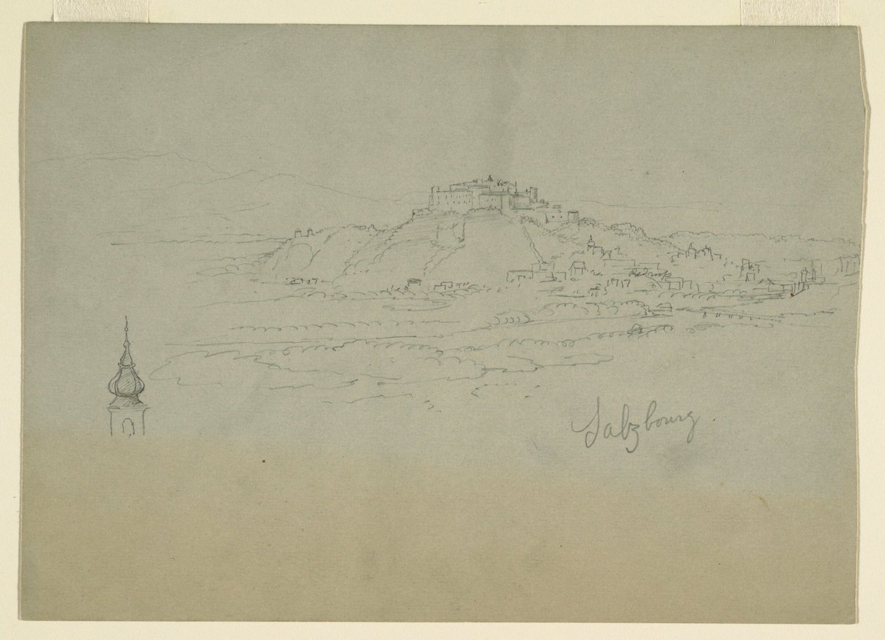 Dibujo, Motivo de ciudad en país montañoso, 1868 de Frederic Edwin Church