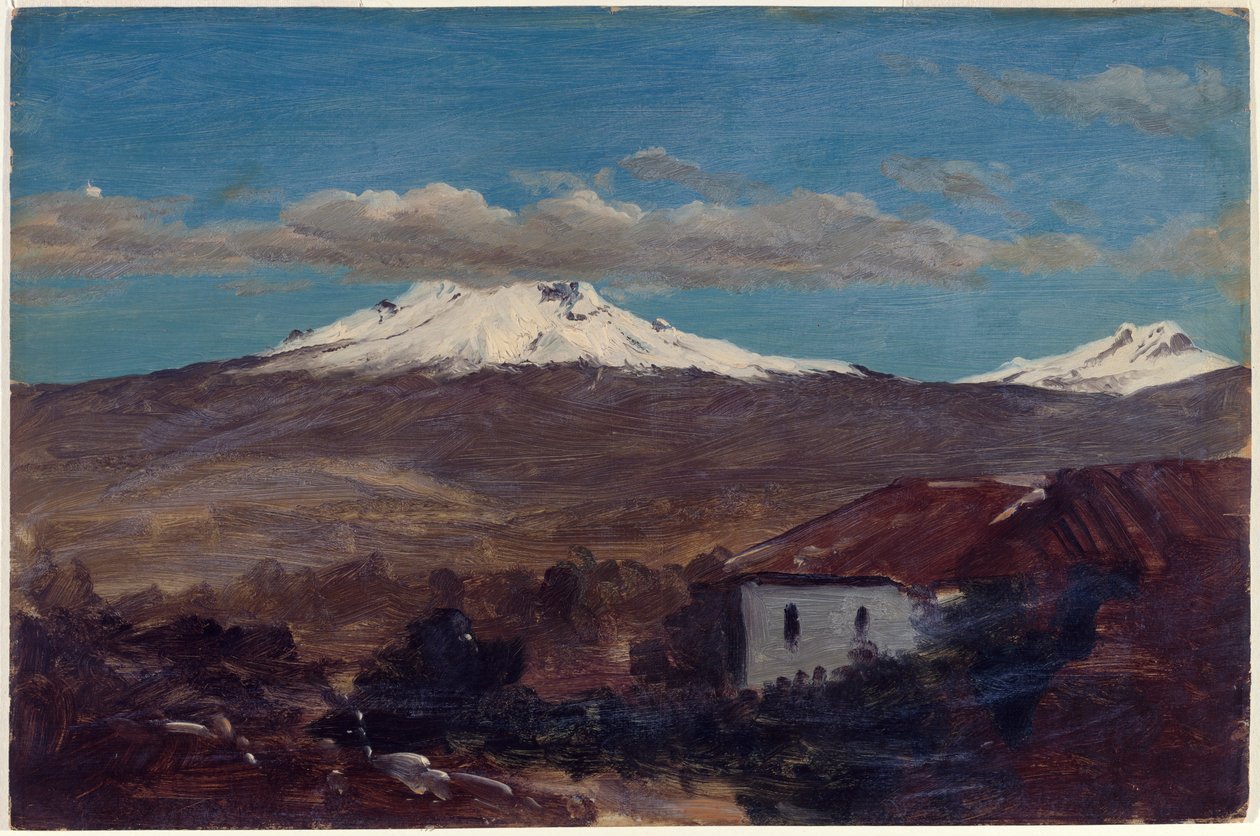 Dibujo, El monte Chimborazo visto desde Riobamba, Ecuador, 1857 de Frederic Edwin Church