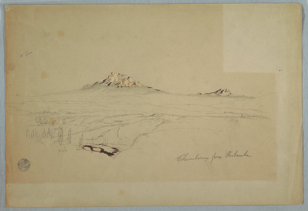 Dibujo, Monte Chimborazo, vista desde Riobamba, Ecuador, julio de 1857 de Frederic Edwin Church