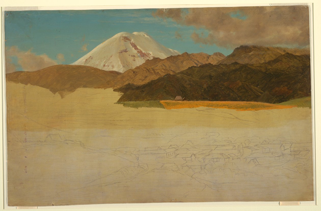 Dibujo, Monte Chimborazo y Guaranda, Ecuador, mayo o junio de 1857 de Frederic Edwin Church