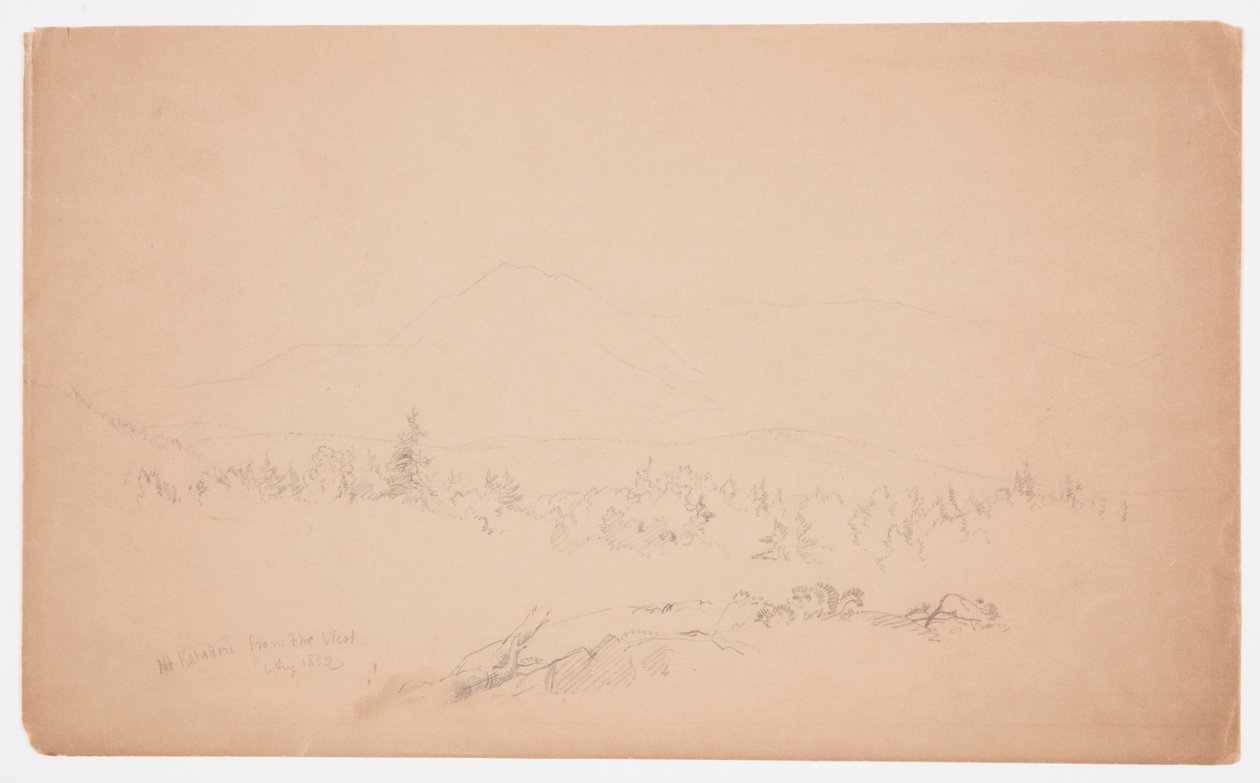 Dibujo, "Mount Katahdin from the West" [El monte Katahdin desde el oeste], agosto de 1852 de Frederic Edwin Church