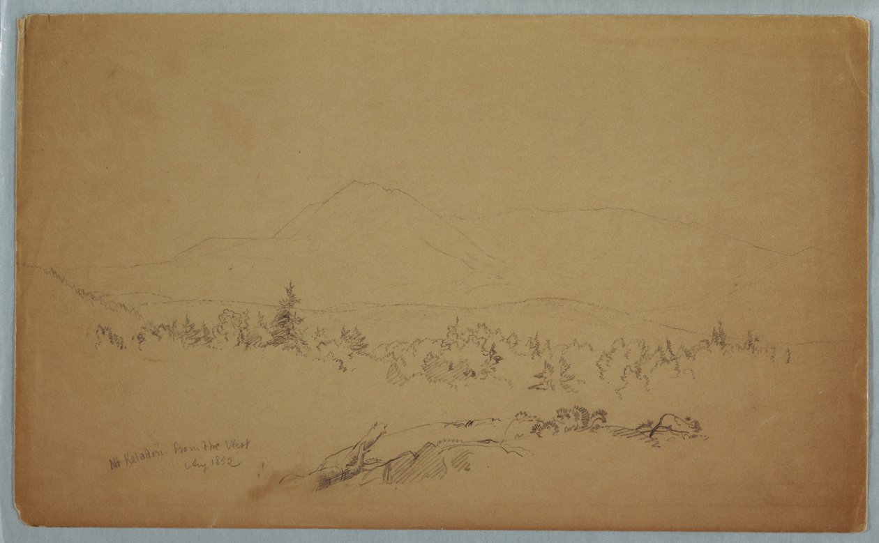 Dibujo, "Mount Katahdin from the West" [El monte Katahdin desde el oeste], agosto de 1852 de Frederic Edwin Church