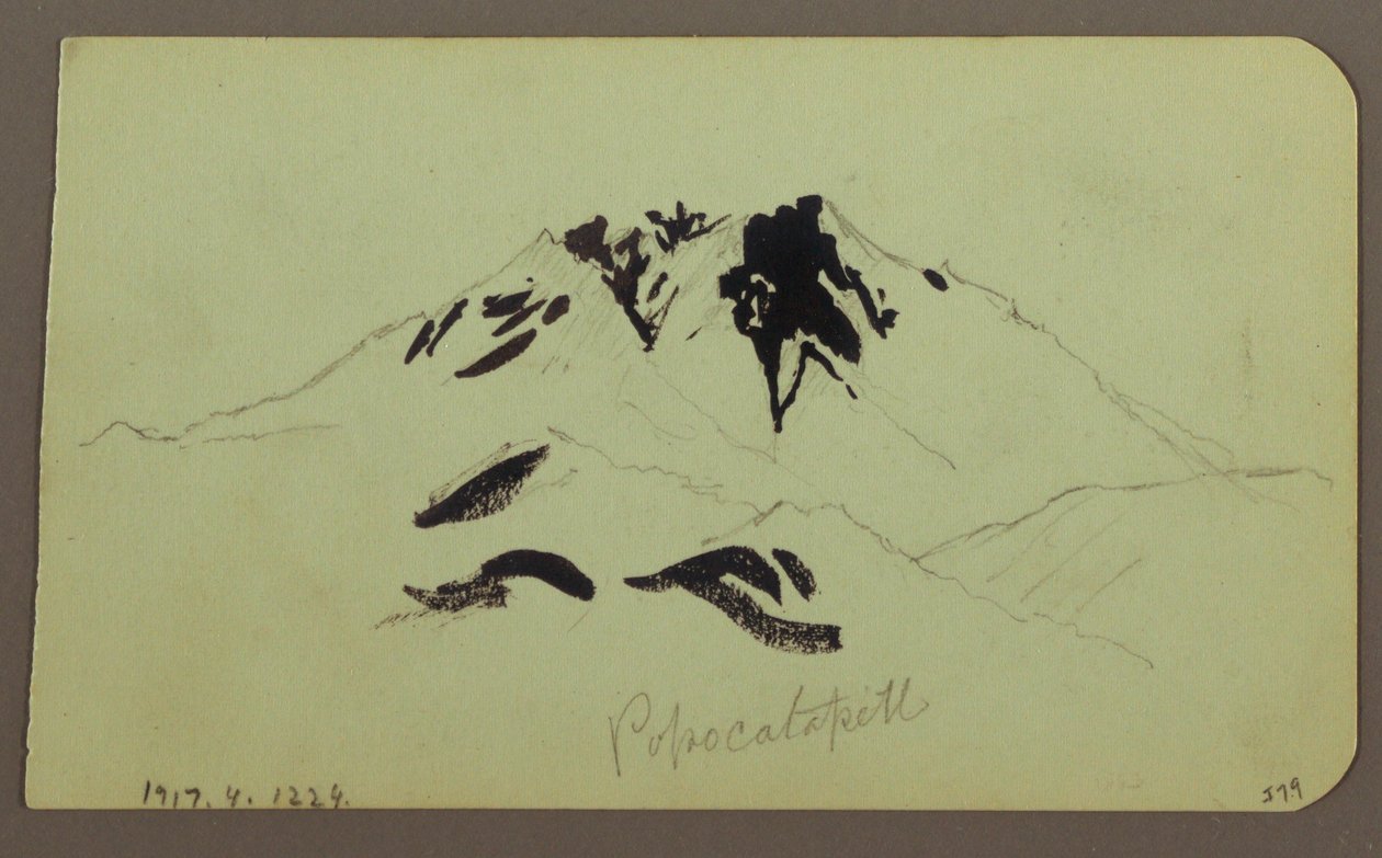 Dibujo, Paisaje montañoso, Taluca, Figura; Verso: Popocatapetl, 1883 de Frederic Edwin Church