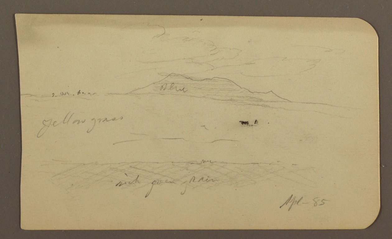Dibujo, Paisaje montañoso; reverso: Iglesia con cúpula, abril de 1885 de Frederic Edwin Church