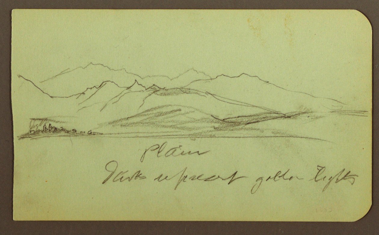 Dibujo, Paisaje de montaña; reverso: Paisaje de montaña, Figura, 1883 de Frederic Edwin Church