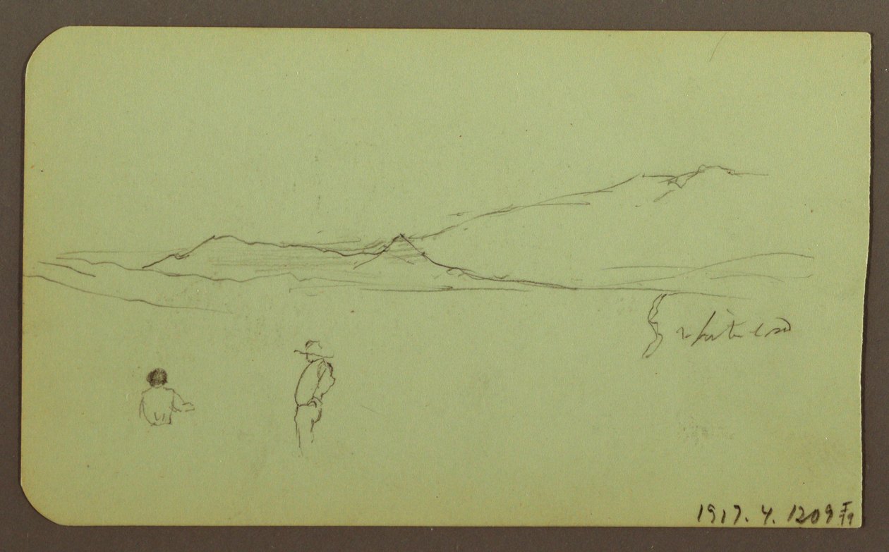 Dibujo, Paisaje de montaña; reverso: Paisaje de montaña, Figura, 1883 de Frederic Edwin Church