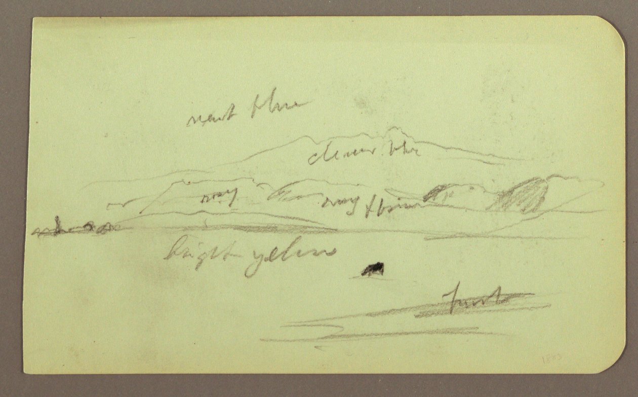 Dibujo, Paisaje de montaña; reverso: Figura sentada, Montaña, 1883 de Frederic Edwin Church
