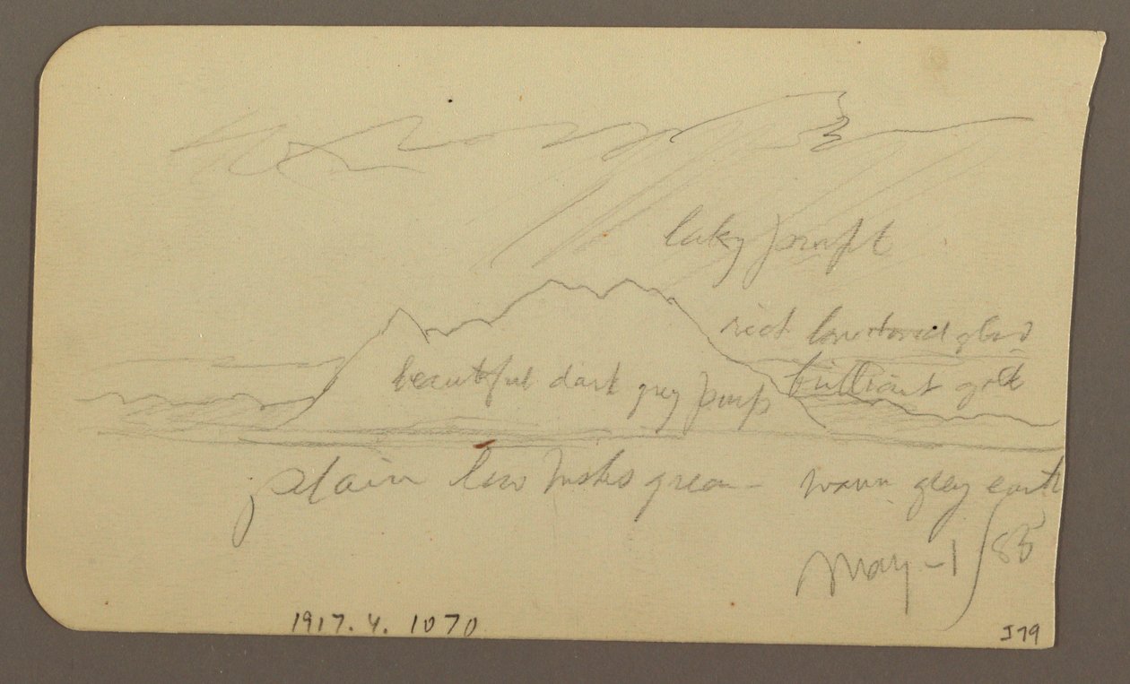 Dibujo, Pico de montaña; reverso: Cordillera escarpada, 1 de mayo de 1885 de Frederic Edwin Church
