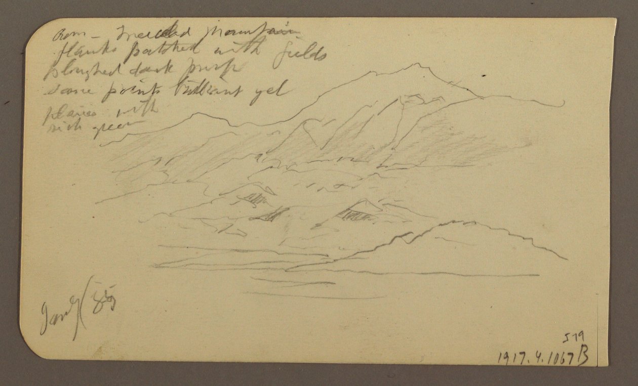 Dibujo, Sierra, Toluca; Verso: Sierra, Toluca, 7 de enero de 1885 de Frederic Edwin Church