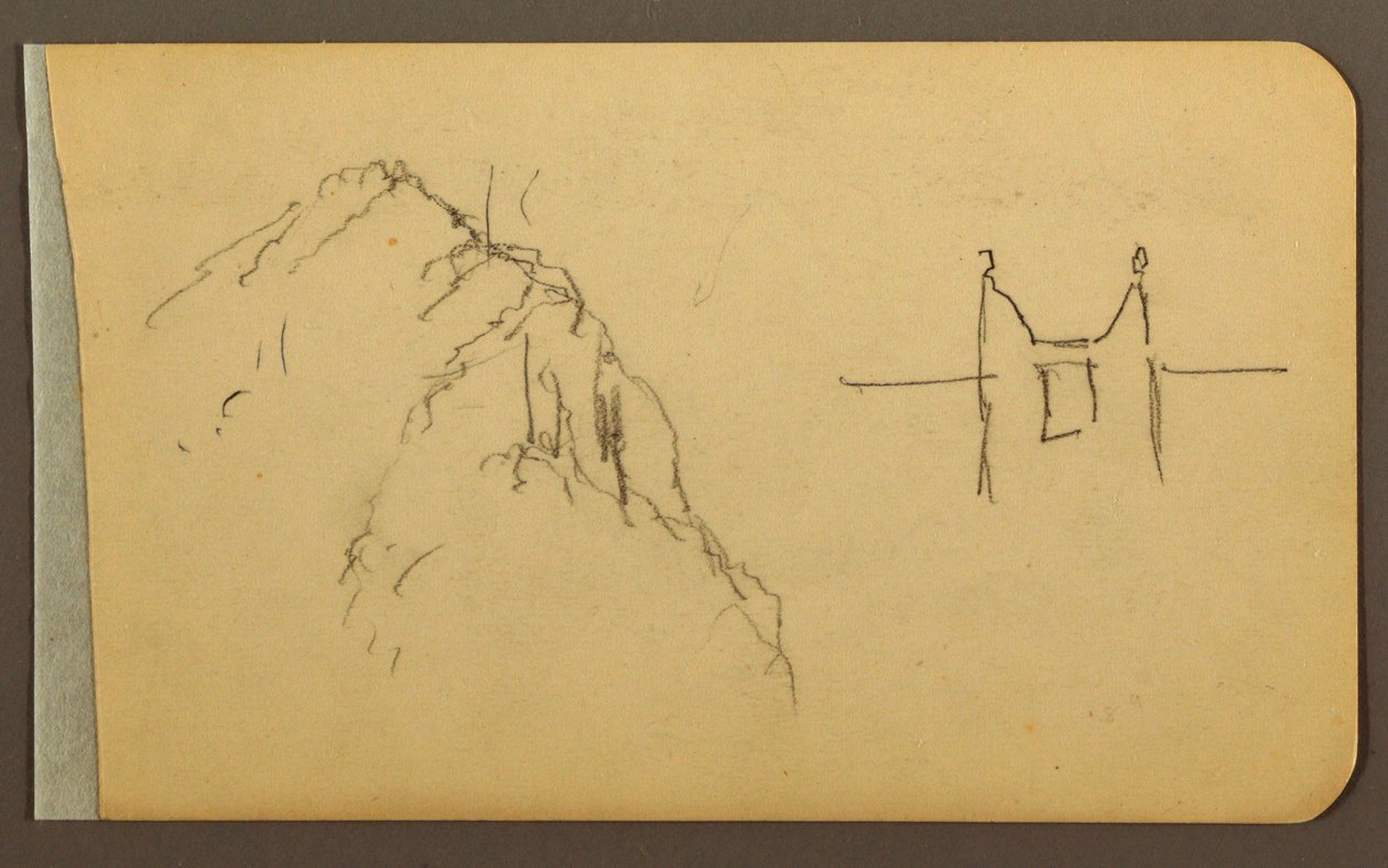Dibujo, Mountain Side, torreta; Verso: Mountain Side, 1889 de Frederic Edwin Church