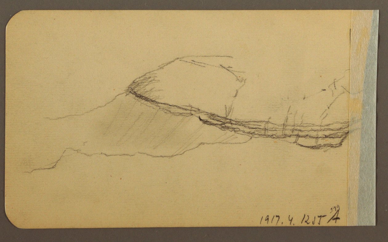 Dibujo, Mountain Side, torreta; Verso: Mountain Side, 1889 de Frederic Edwin Church