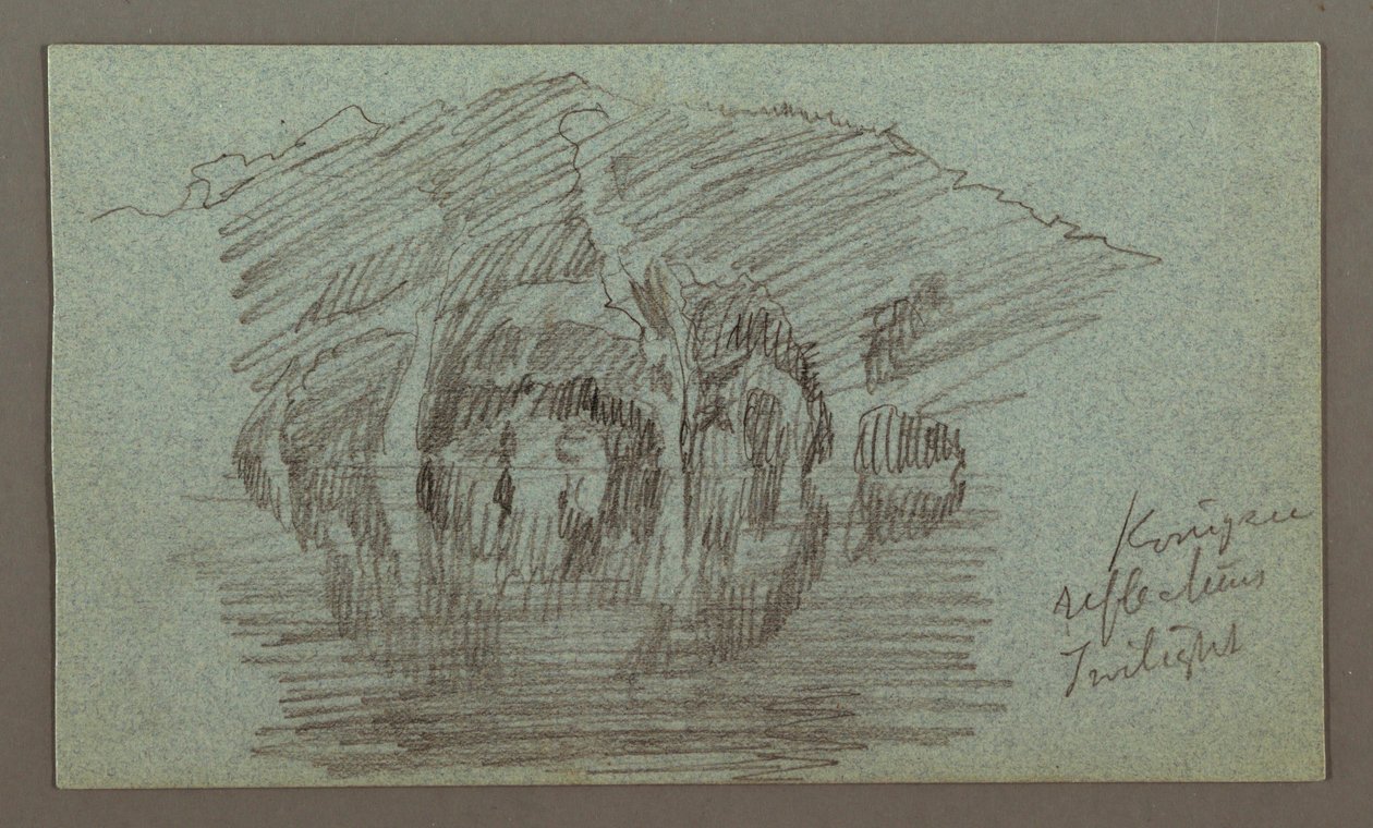 Dibujo, Montaña y su reflejo en el lago, posiblemente 1868 de Frederic Edwin Church