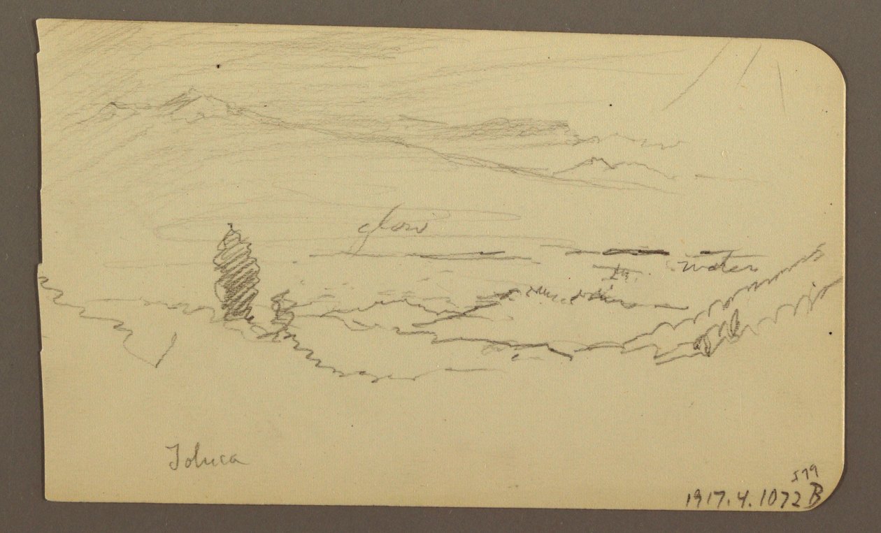 Dibujo, Paisaje de montaña, Toluca; Verso: Montaña, Toluca, 20 de abril de 1885. de Frederic Edwin Church