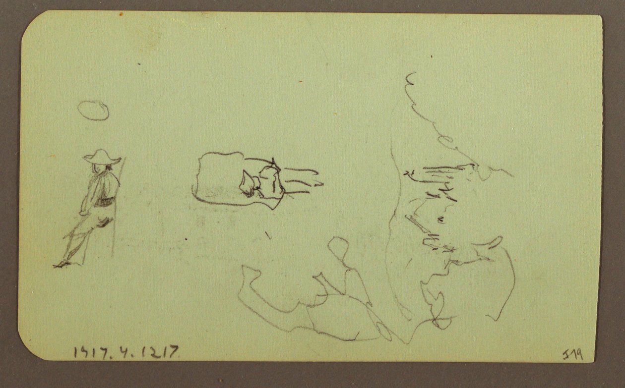 Dibujo, Montañas, Iglesia; Verso: Figuras, Iglesia, 1883 de Frederic Edwin Church