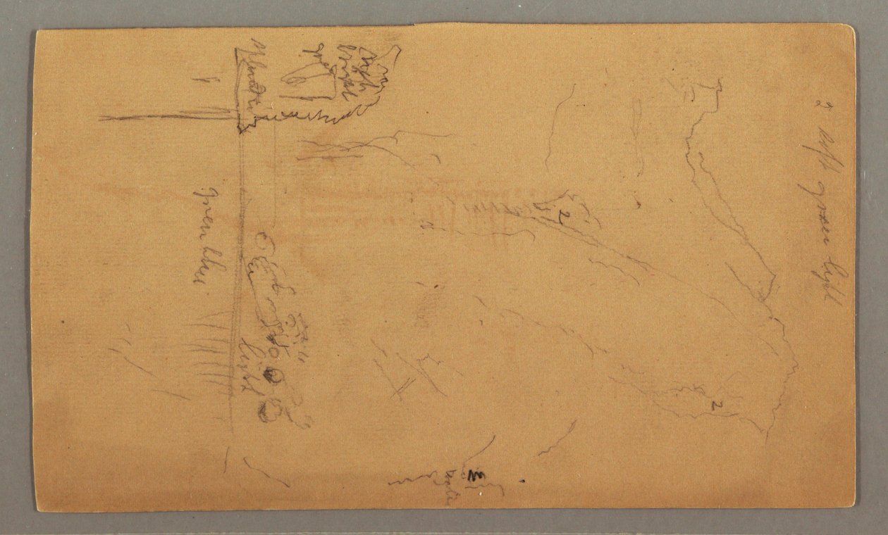 Dibujo, Montañas elevándose sobre el lago, posiblemente julio de 1868 de Frederic Edwin Church