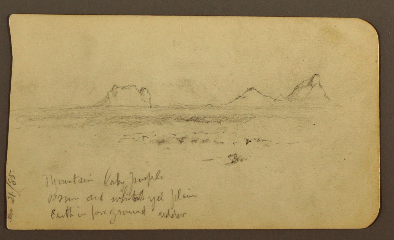 Dibujo, Montañas; Verso: Foothills amp; Mountain Range, 21 de diciembre de 1885 de Frederic Edwin Church