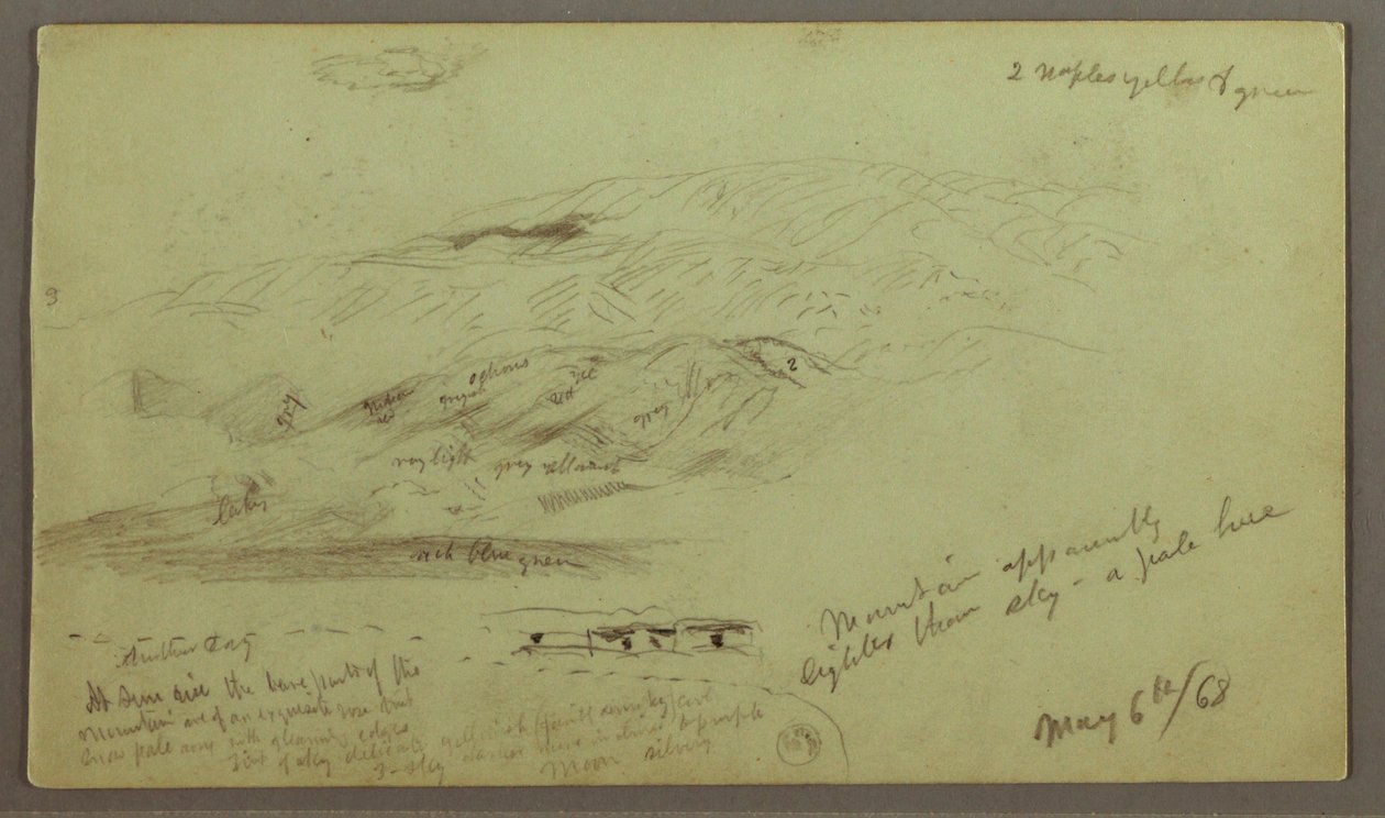 Dibujo, Mountainside Study, 6 de mayo de 1868 de Frederic Edwin Church