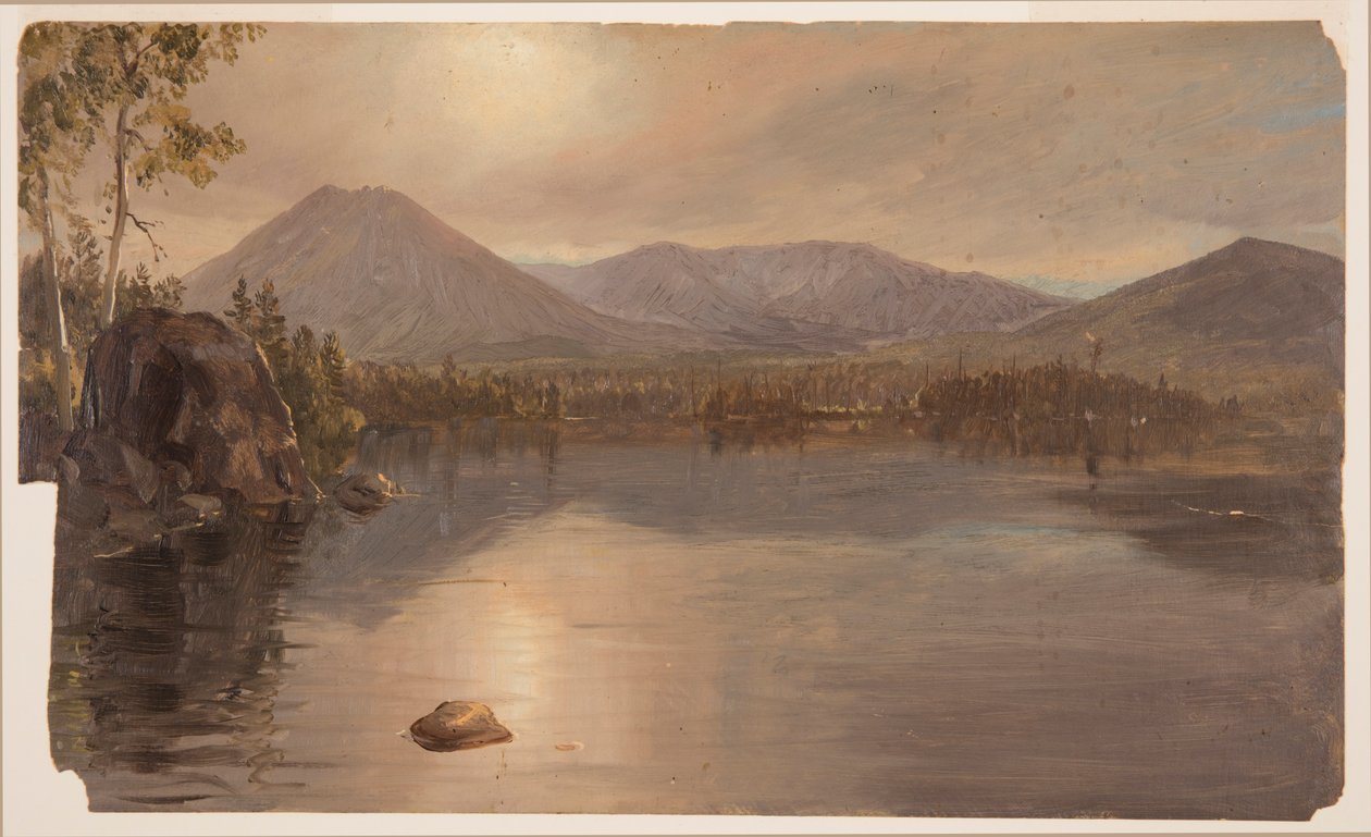 Dibujo, Montes Katahdin y Turner desde el lago Katahdin, Maine, 1855-60 de Frederic Edwin Church
