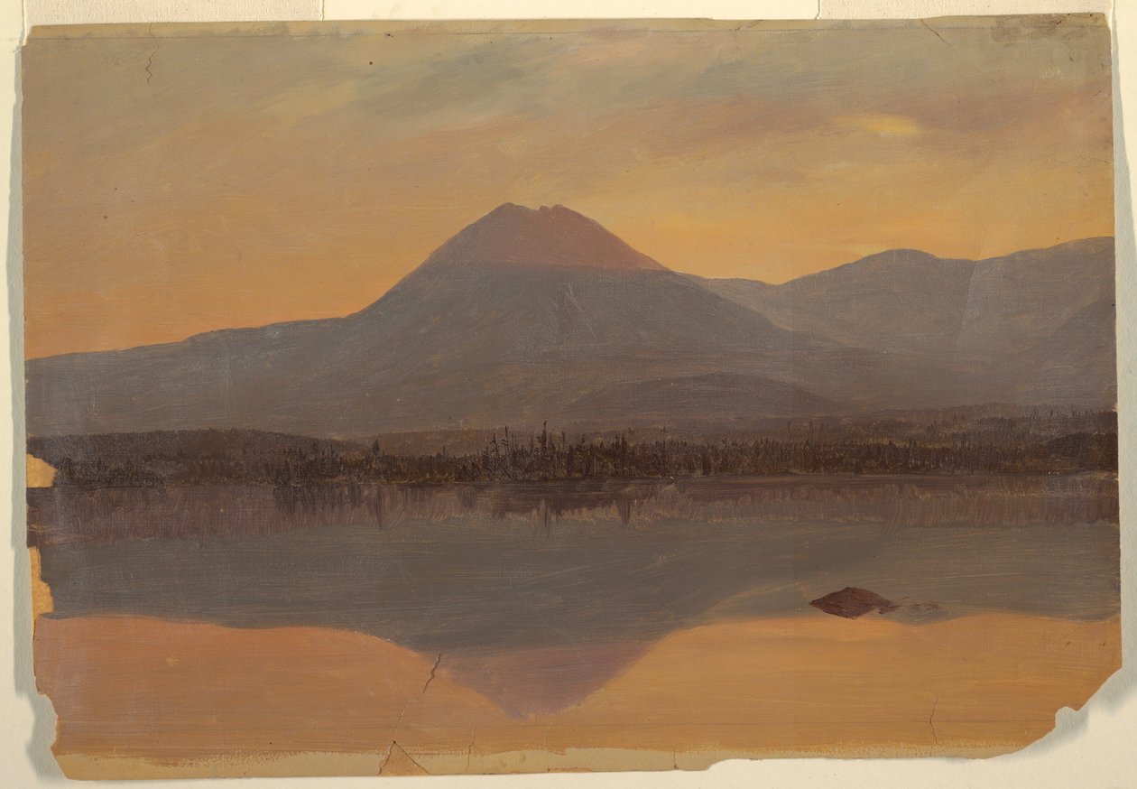 Dibujo, Mt. Katahdin desde el lago Katahdin, 1860-70 de Frederic Edwin Church