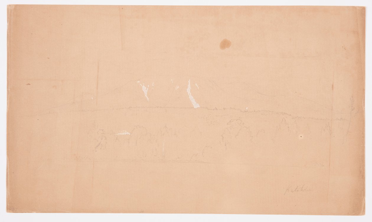 Dibujo, Monte Katahdin, desde el lago Katahdin, Maine, 1852 de Frederic Edwin Church