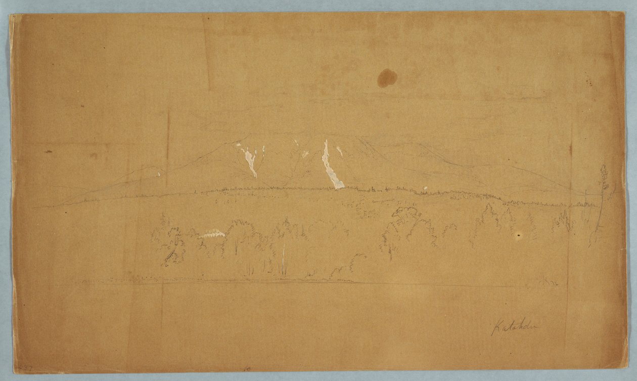 Dibujo, Monte Katahdin, desde el lago Katahdin, Maine, 1852 de Frederic Edwin Church
